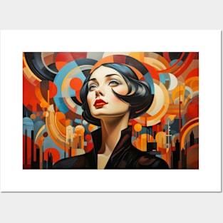 Beauty Woman Retro Abstract Colorful Painting Posters and Art